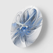 Abstract Blauw Grijs Waterverf Fractal Art Flower Ronde Klok (Hoek)