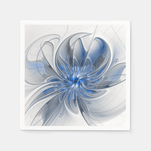 Abstract Blauw Grijs Waterverf Fractal Art Flower Servet