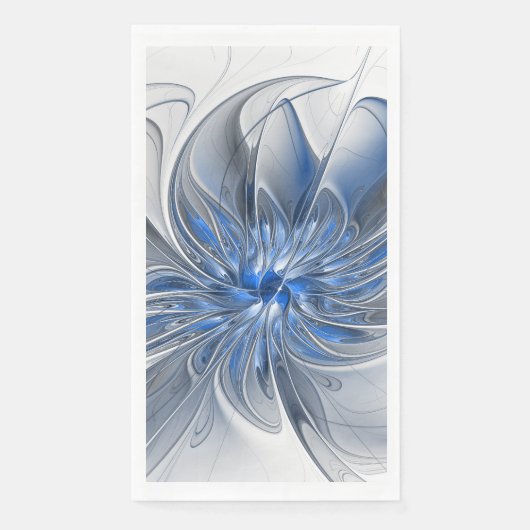 Abstract Blauw Grijs Waterverf Fractal Art Flower Servet (Voorkant)
