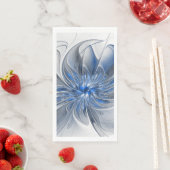 Abstract Blauw Grijs Waterverf Fractal Art Flower Servet (Insitu)