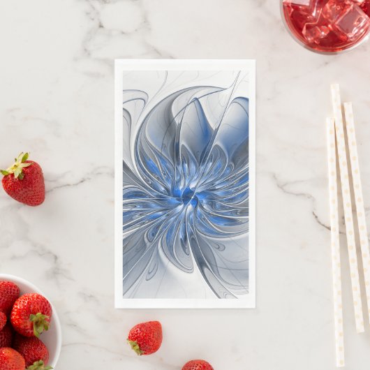 Abstract Blauw Grijs Waterverf Fractal Art Flower Servet (Insitu)