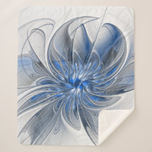 Abstract Blauw Grijs Waterverf Fractal Art Flower