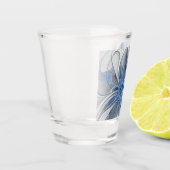 Abstract Blauw Grijs Waterverf Fractal Art Flower Shot Glas (Links)