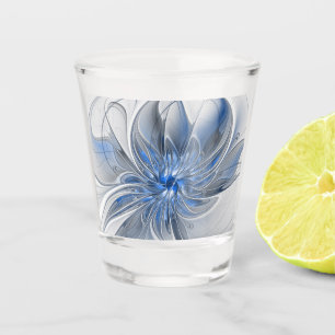 Abstract Blauw Grijs Waterverf Fractal Art Flower Shot Glas