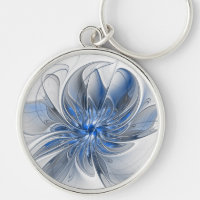 Abstract Blauw Grijs Waterverf Fractal Art Flower