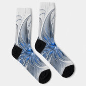 Abstract Blauw Grijs Waterverf Fractal Art Flower Sokken (Rechts)