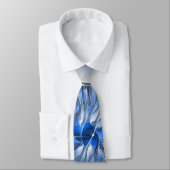 Abstract Blauw Grijs Waterverf Fractal Art Flower Stropdas (Gebonden)