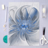 Abstract Blauw Grijs Waterverf Fractal Art Flower Tissuepapier (Craft)