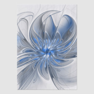 Abstract Blauw Grijs Waterverf Fractal Art Flower Tissuepapier