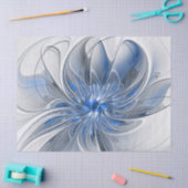 Abstract Blauw Grijs Waterverf Fractal Art Flower Tissuepapier (Craft)