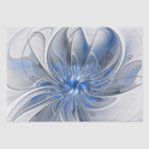 Abstract Blauw Grijs Waterverf Fractal Art Flower