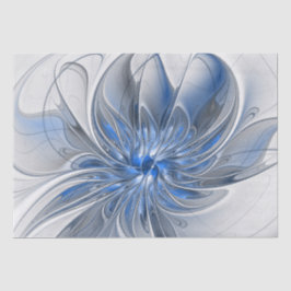 Abstract Blauw Grijs Waterverf Fractal Art Flower Tissuepapier