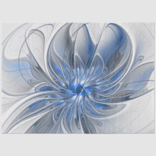 Abstract Blauw Grijs Waterverf Fractal Art Flower Tissuepapier