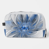 Abstract Blauw Grijs Waterverf Fractal Art Flower Toilettasje (Voorkant)