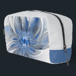 Abstract Blauw Grijs Waterverf Fractal Art Flower Toilettasje<br><div class="desc">Unieke fantasiebloem met tinten blauw en grijs,  abstract en elegant. Design dopp kit tas en meer.</div>