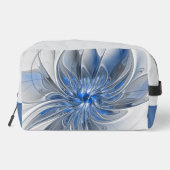 Abstract Blauw Grijs Waterverf Fractal Art Flower Toilettasje (Achterkant)