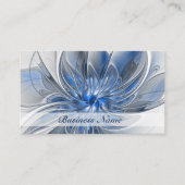 Abstract Blauw Grijs Waterverf Fractal Art Flower Visitekaartje (Voorkant)