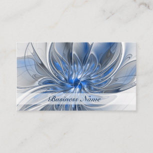 Abstract Blauw Grijs Waterverf Fractal Art Flower Visitekaartje