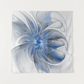 Abstract Blauw Grijs Waterverf Fractal Art Flower Wandkleed (Voorkant (horizontaal))
