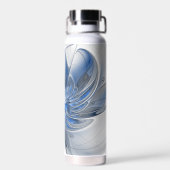 Abstract Blauw Grijs Waterverf Fractal Art Flower Waterfles (Achterkant)