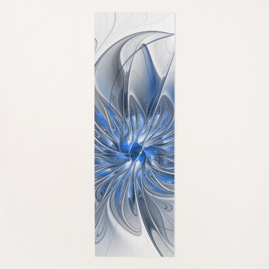 Abstract Blauw Grijs Waterverf Fractal Art Flower Yogamat (Voorkant)
