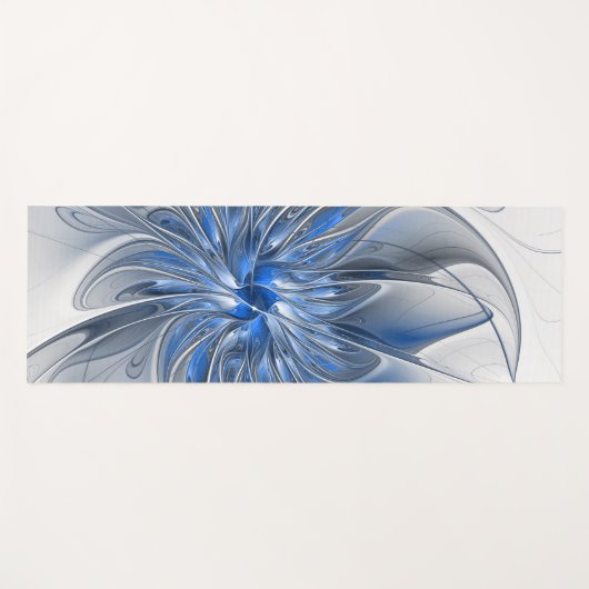 Abstract Blauw Grijs Waterverf Fractal Art Flower Yogamat (Voorkant (horizontaal))