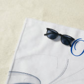 Abstract Blauw Grijs Waterverf Fractal Bloemnaam Strandlaken (In situ)