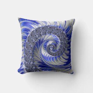 Abstract Blauw Grijze Spiral Fractal Kussen