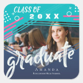Abstract blauw-groen-Afstuderen van 2023 Vierkante Sticker (Voorkant)