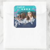 Abstract blauw-groen-Afstuderen van 2023 Vierkante Sticker (Tas)