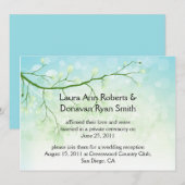 Abstract Blauw Groen Bladeren Post Huwelijksuitnod Kaart (Voorkant / Achterkant)