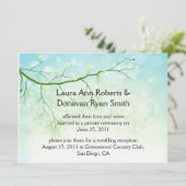 Abstract Blauw Groen Bladeren Post Huwelijksuitnod Kaart (Staand voorkant)