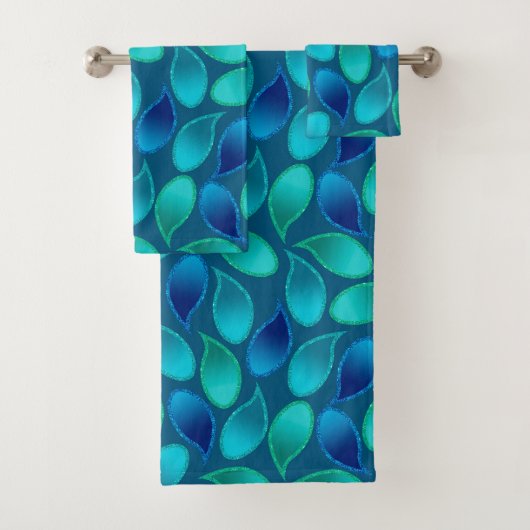 Abstract blauw groen blauwgroen vredesoekregendrup bad handdoek (Insitu)