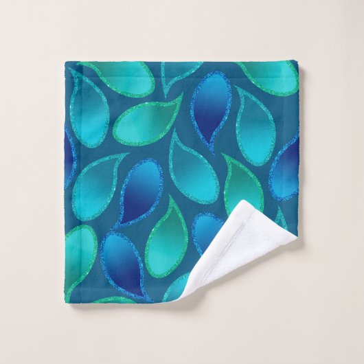Abstract blauw groen blauwgroen vredesoekregendrup bad handdoek (Wasdoekje)
