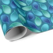 Abstract blauw groen blauwgroen vredesoekregendrup cadeaupapier (Rol Hoek)