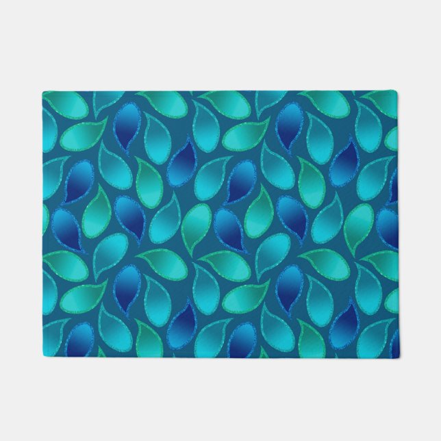 Abstract blauw groen blauwgroen vredesoekregendrup deurmat (Voorkant)
