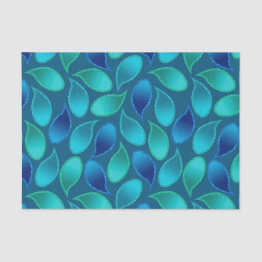Abstract blauw groen blauwgroen vredesoekregendrup tissuepapier (Voorkant)