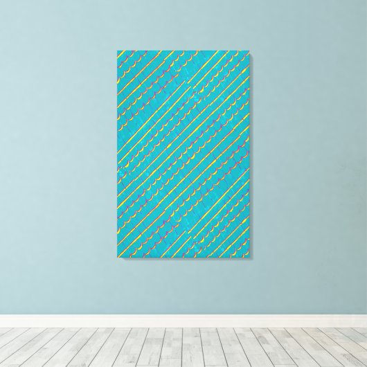 abstract blauw-groen diagonaal canvas afdruk (Insitu (Houten vloer))