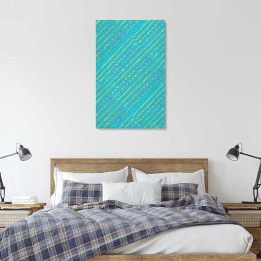 abstract blauw-groen diagonaal canvas afdruk (Insitu (Slaapkamer))