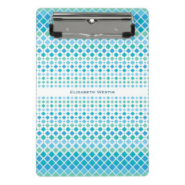 Abstract Blauw Groen Diamantpatroon Mini Klembord