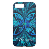 Abstract Blauw Groen Fractal iPhone 8/7 Hoesje (Achterkant)