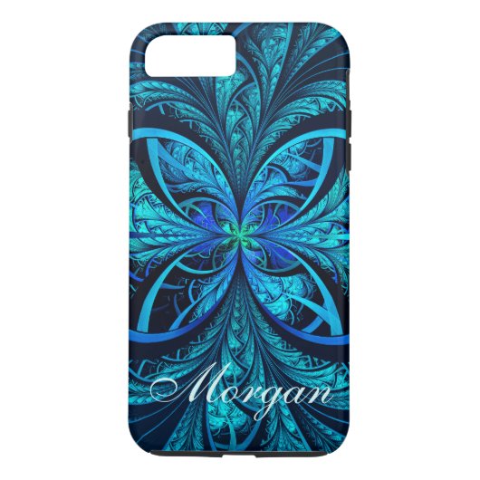 Abstract Blauw Groen Fractal iPhone 8/7 Hoesje (Achterkant)
