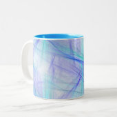Abstract Blauw Groen Fractal Tweekleurige Koffiemok (Voorkant links)