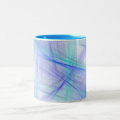 Abstract Blauw Groen Fractal Tweekleurige Koffiemok (Center)