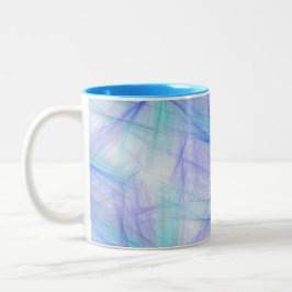 Abstract Blauw Groen Fractal Tweekleurige Koffiemok