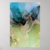 Abstract Blauw Groen Gold Poster (Voorkant)