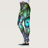 Abstract blauw groen oog leggings (Links)