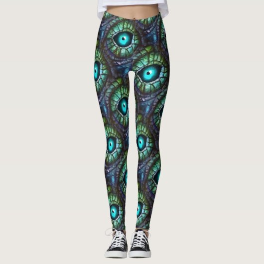 Abstract Blauw Groen Oog Leggings (Voorkant)