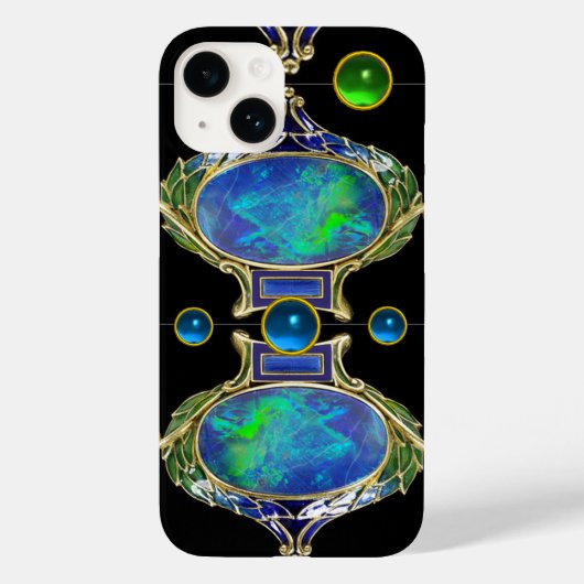 ABSTRACT BLAUW GROEN OPAL EFFECT MET GEMSTONES Case-Mate iPhone CASE (Achterkant)