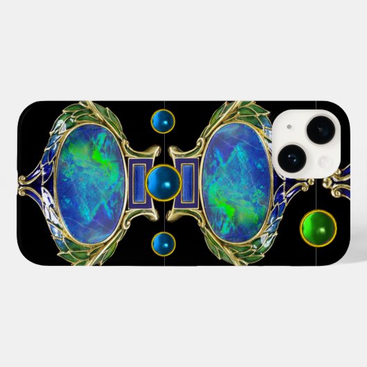 ABSTRACT BLAUW GROEN OPAL EFFECT MET GEMSTONES Case-Mate iPhone CASE (Achterkant (horizontaal))